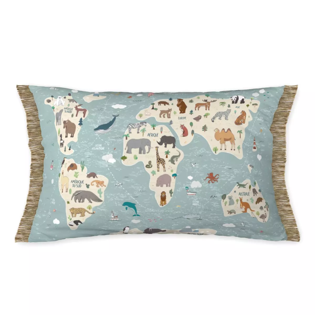 Coussin rectangulaire enfant Map Bleu 1