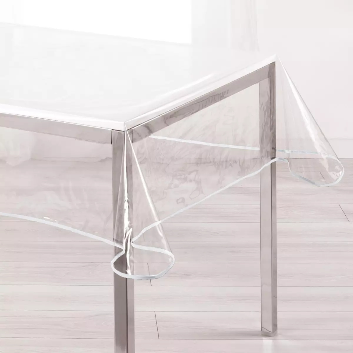 Nappe rectangulaire toile cirée transparente (L240 cm) Garden Blanche 1