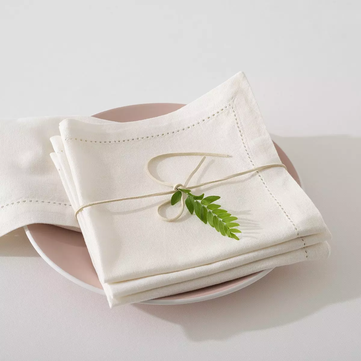 Set van 4 servetten Chambray Ecru 1