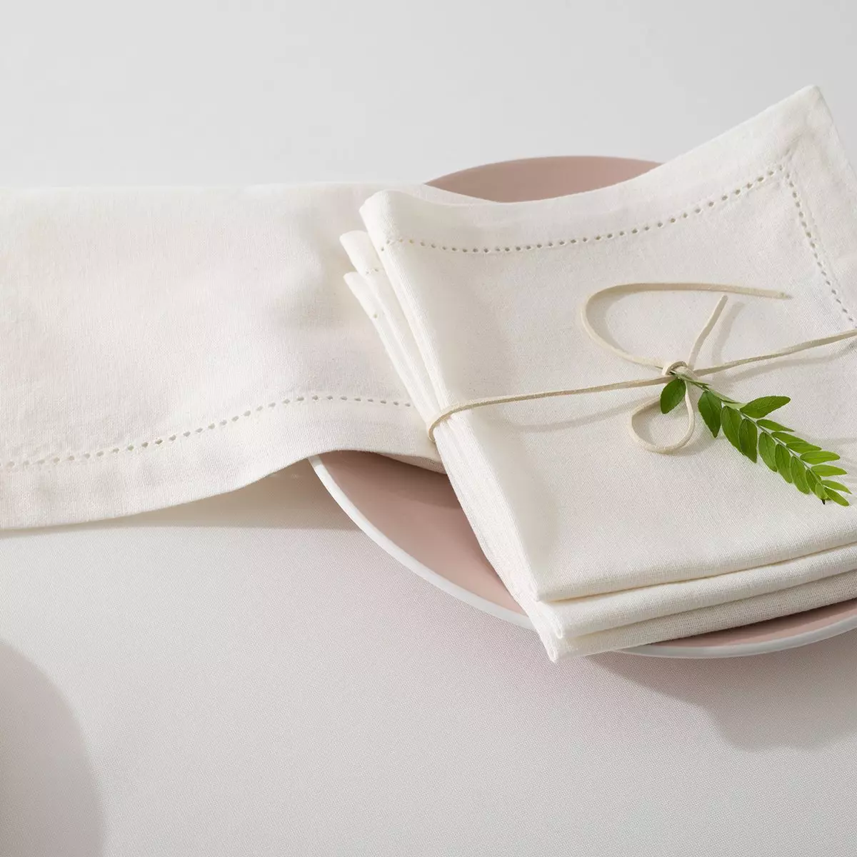 Set van 4 servetten Chambray Ecru 2