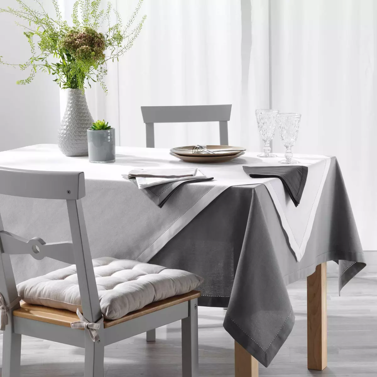 Tovaglia rettangolare cotone (L240 cm) Charline Bianco 2