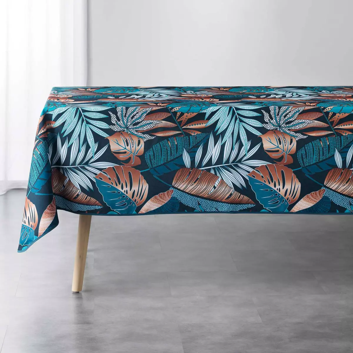 Nappe rectangulaire anti tache (L240 cm) Alianor Bleue 2