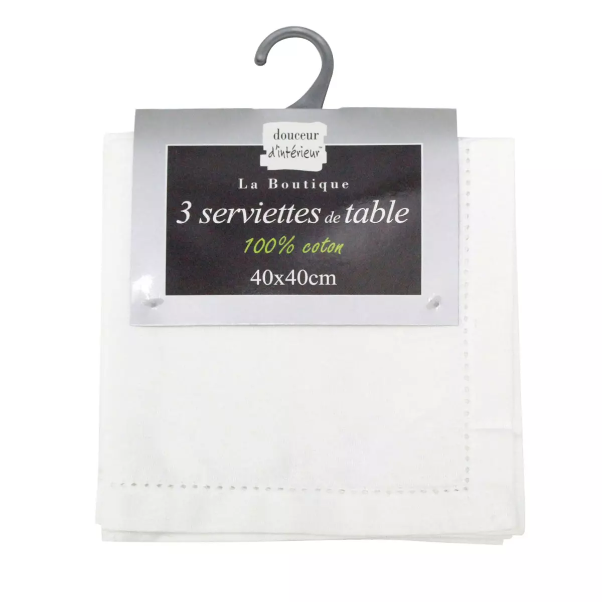 Set van 3 katoenen servetten Charline Wit 4