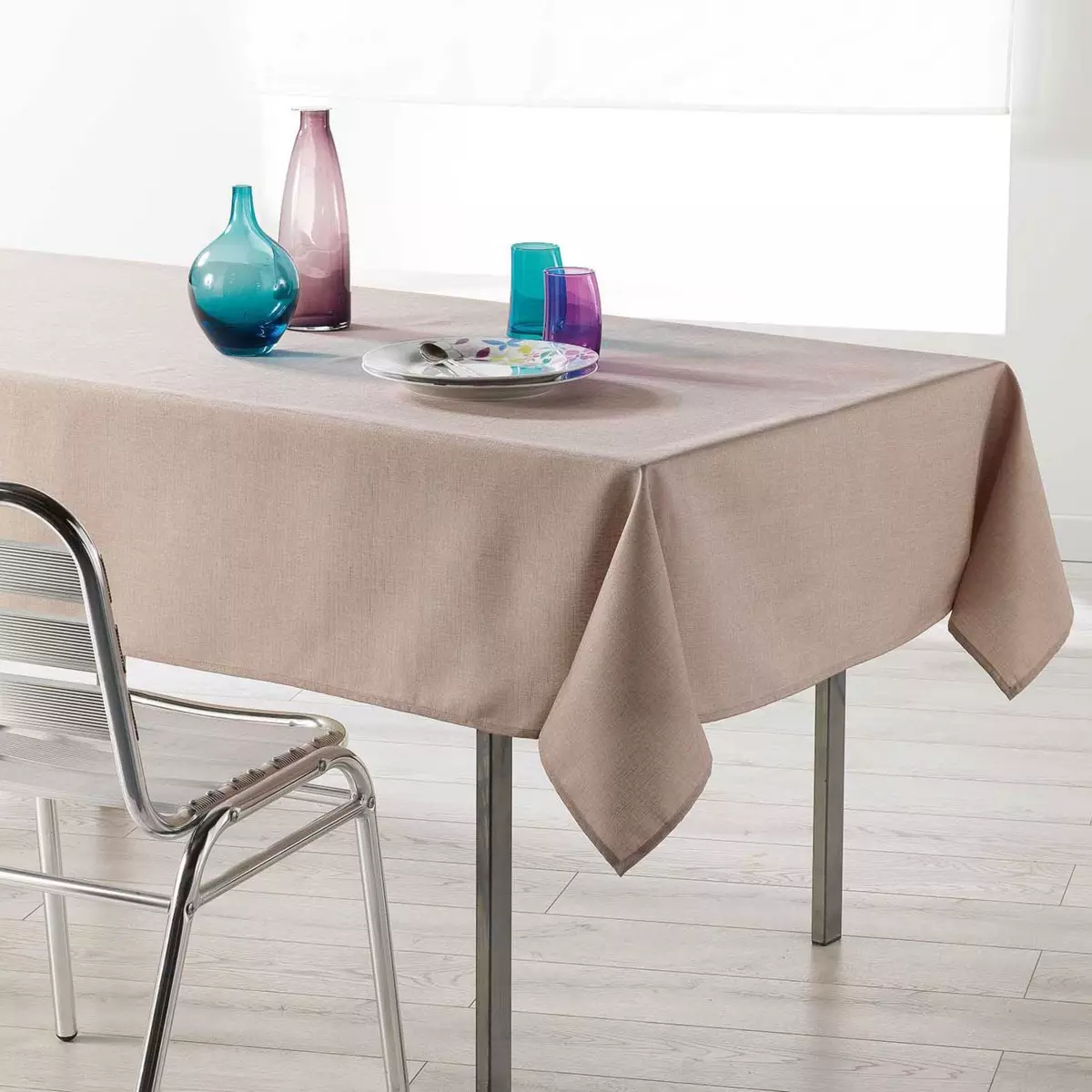 Rechteckige Tischdecke (L250 cm) mit Fleckschutz Newton Beige 1
