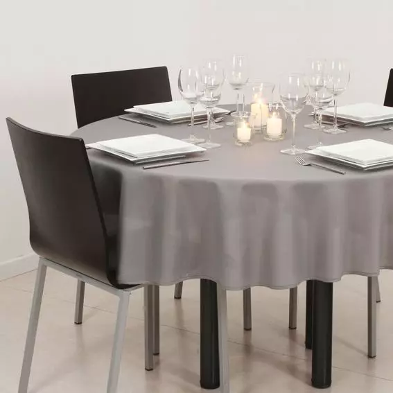 Tafelkleed Rond Vlekbestendig (D180 cm) Lina Grijs 1