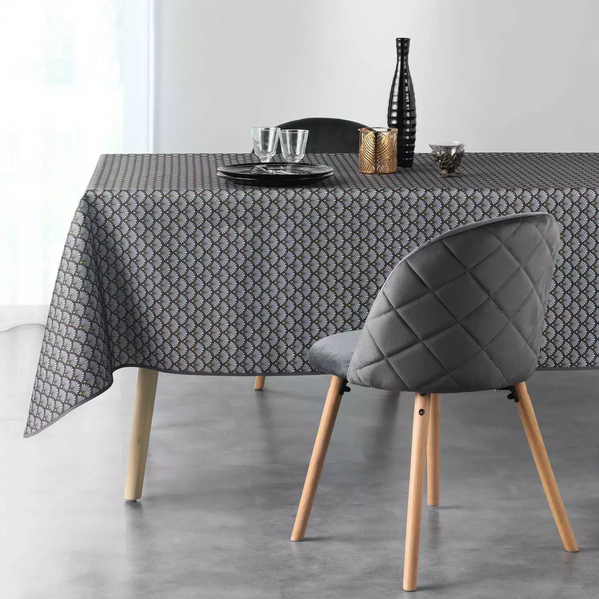 Rechteckige Tischdecke mit Fleckschutz (L240 cm) Artchic Anthrazitgrau 1