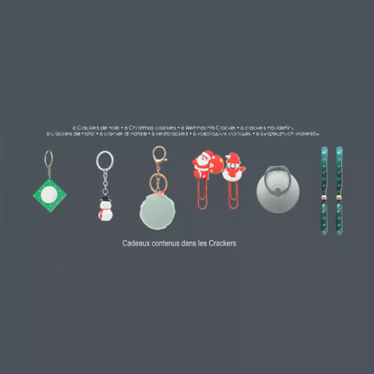 Lot de 6 crackers Personnages de Noël Multicolore 2