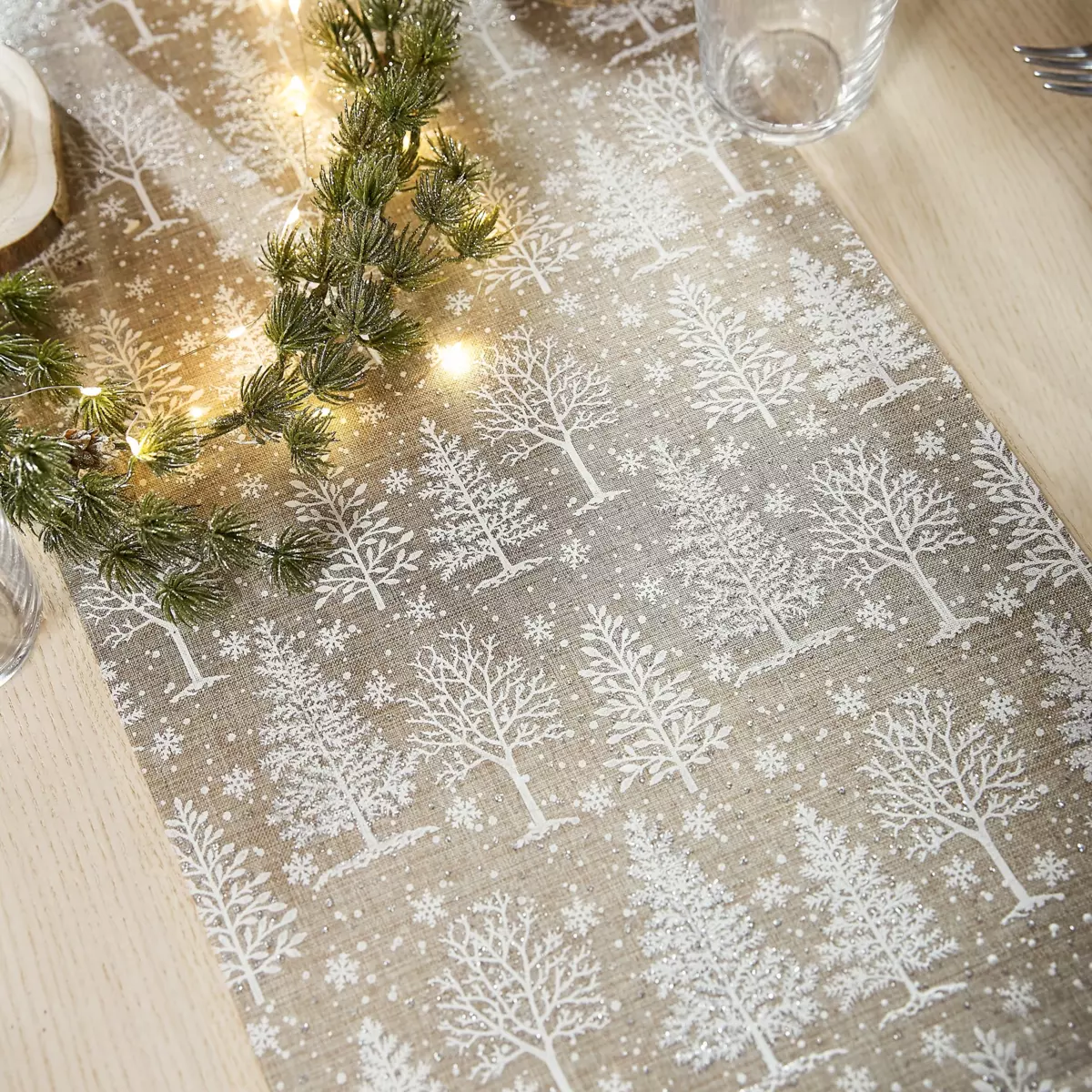 Tischläufer Wald Naturfarben 1