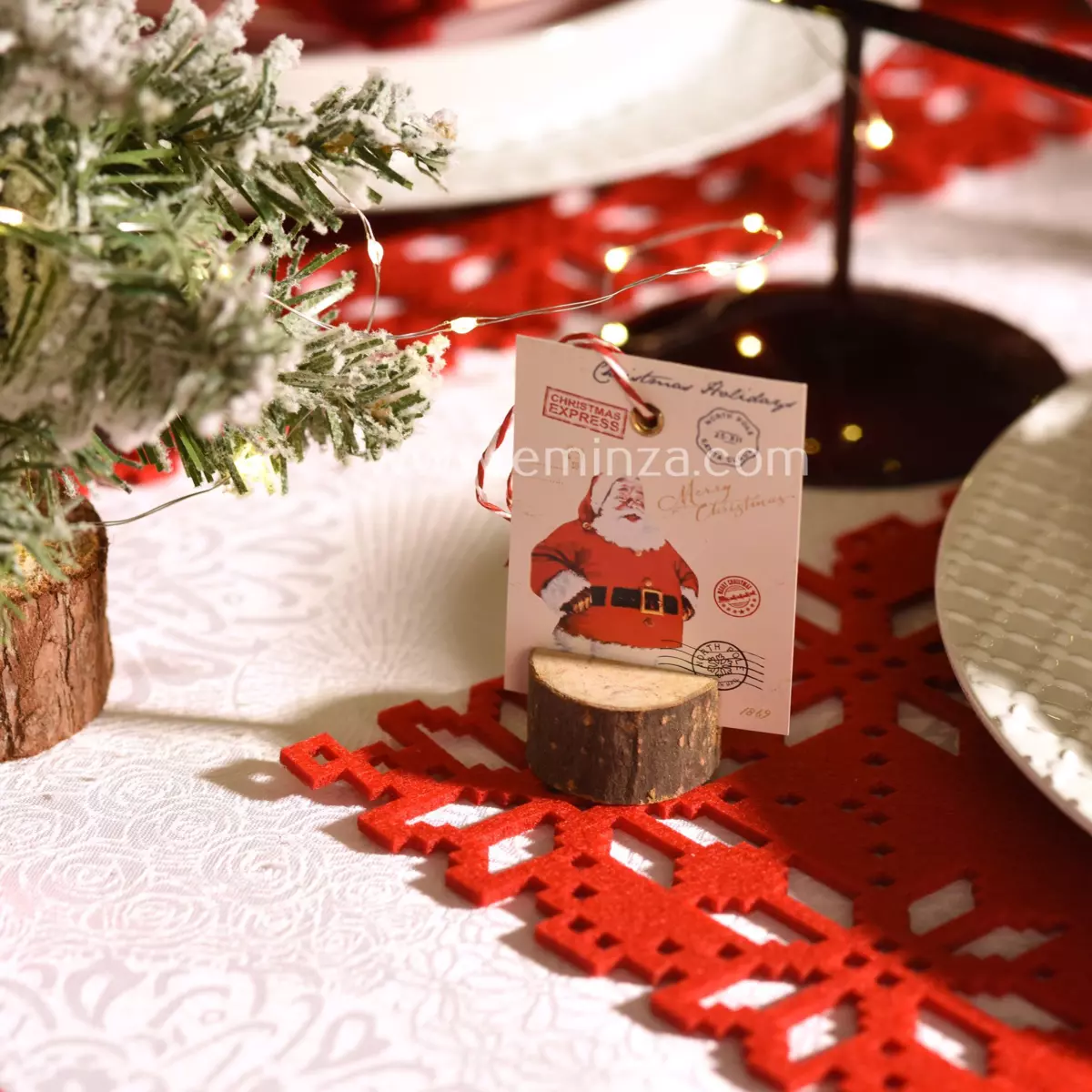 Lot de 4 marque-place en bois Naturel 3