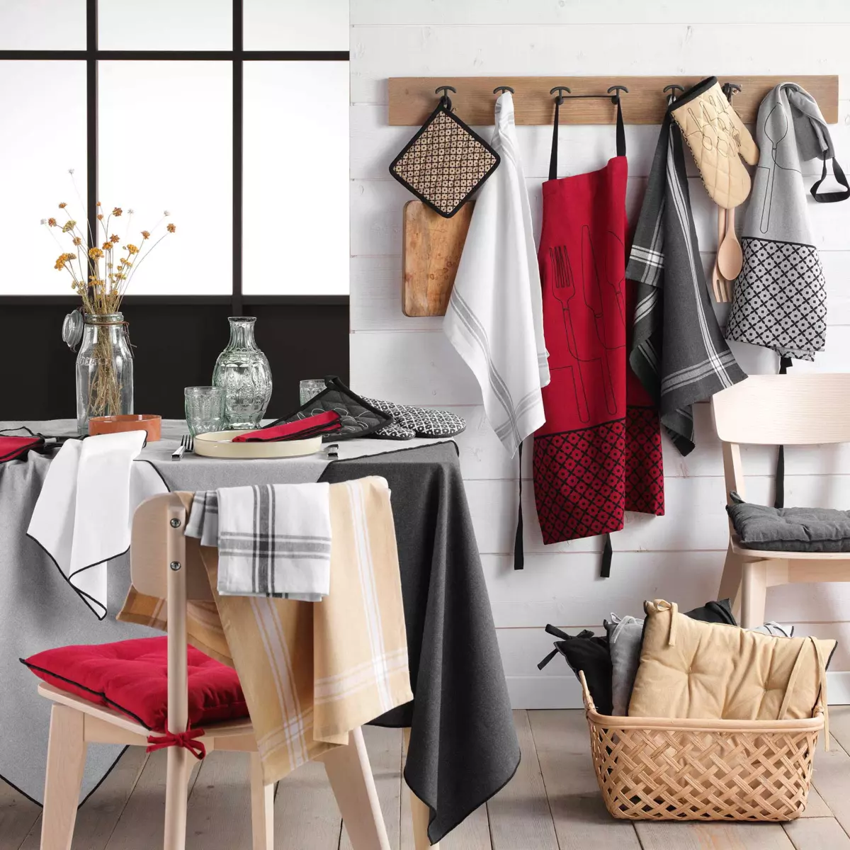 Nappe rectangulaire coton recyclé (L240 cm) Mistraline Gris anthracite 2