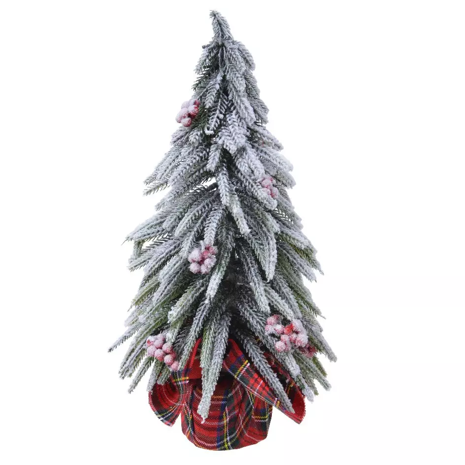 Tafel kunstkerstboom Bessen H27 cm besneeuwd groen 1