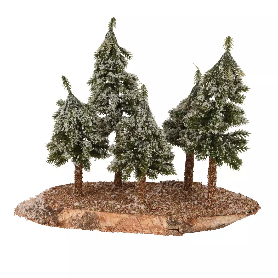 Kunsttanne mit Holzscheibe H25 cm Grün 1