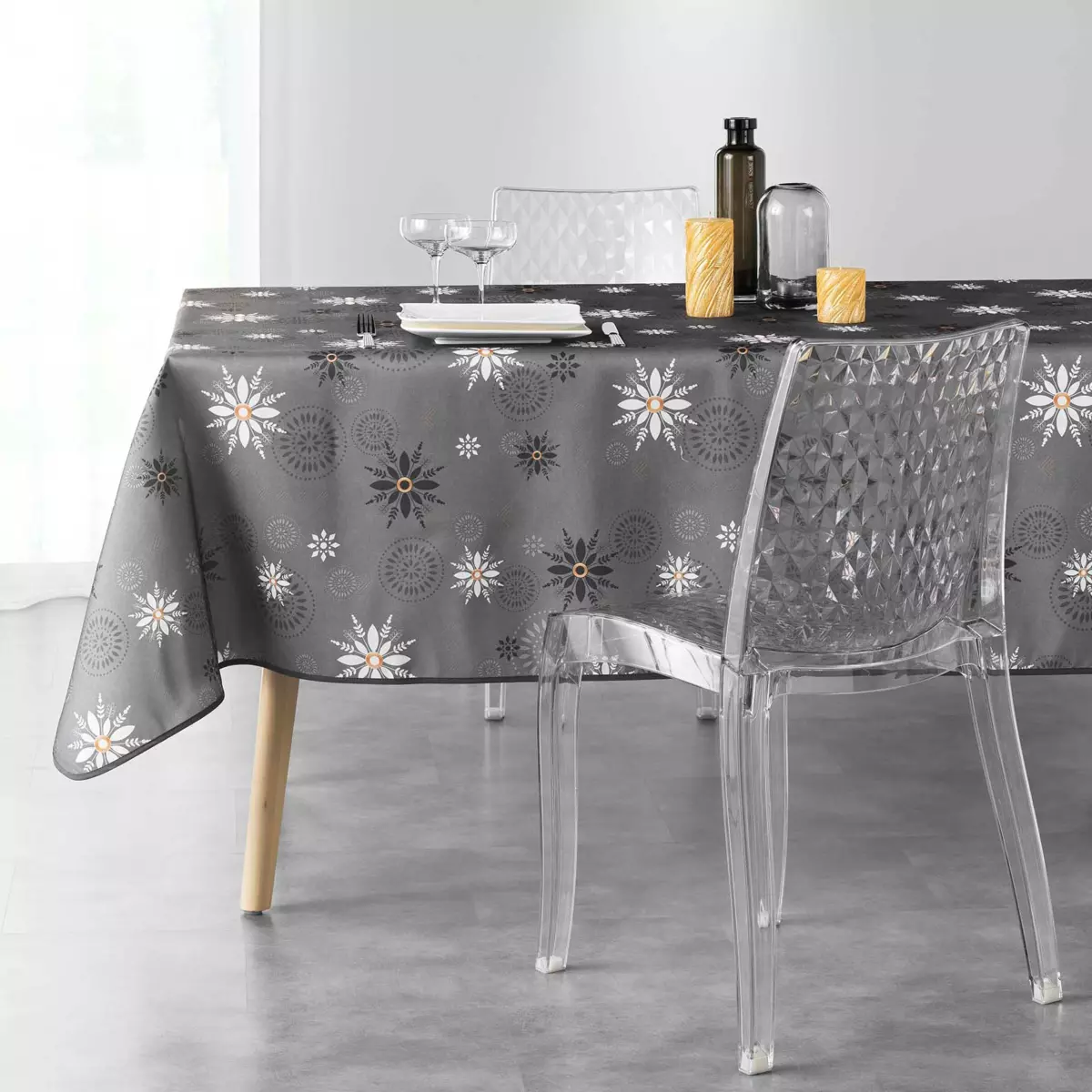 Rechteckige Tischdecke (L240 cm) Enchanté Anthrazitgrau 1