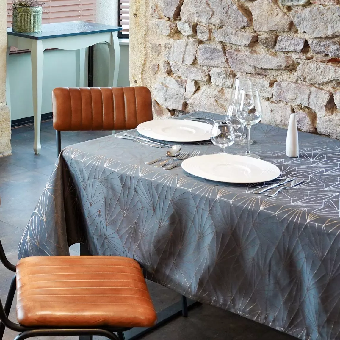 Tovaglia rettangolare (L300 cm) Facette Grigio antracite 3