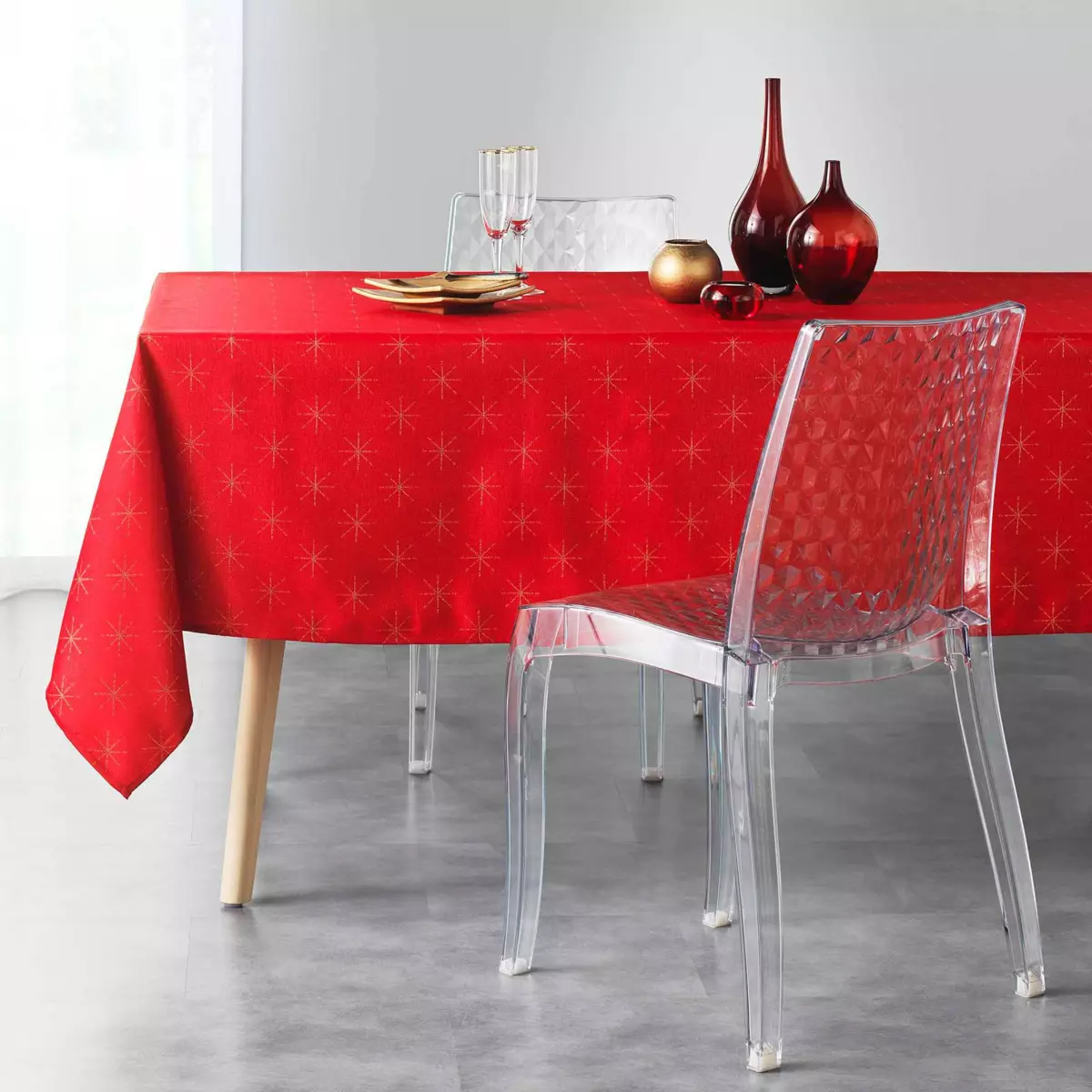 Nappe rectangulaire (L240 cm) Etoiles Rouge 1