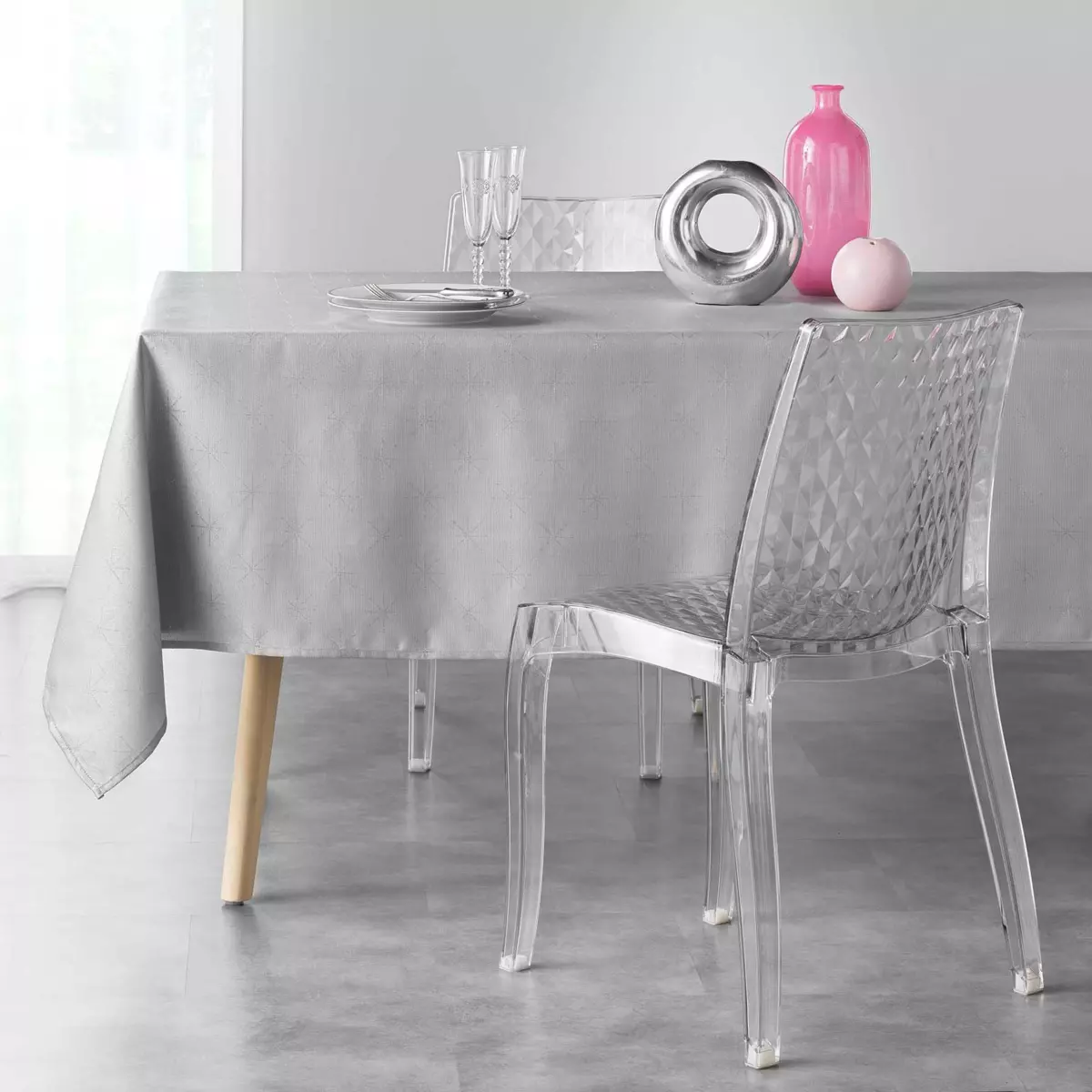 Nappe rectangulaire (L240 cm) Etoiles Grise 1