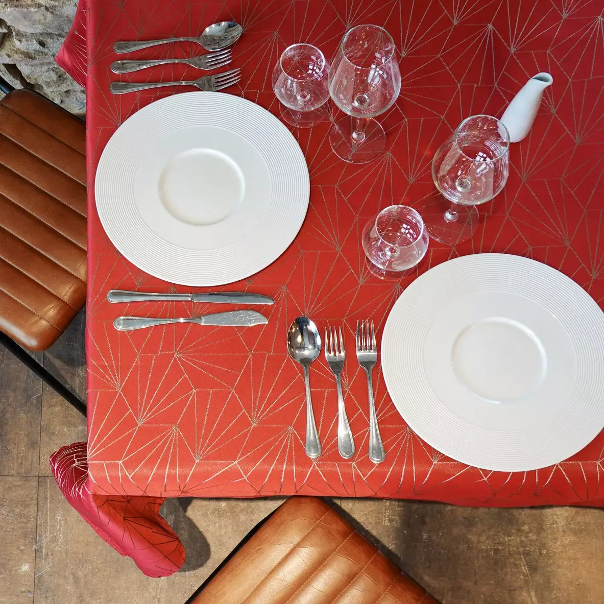 Nappe rectangulaire (L240 cm) Facette Rouge 2