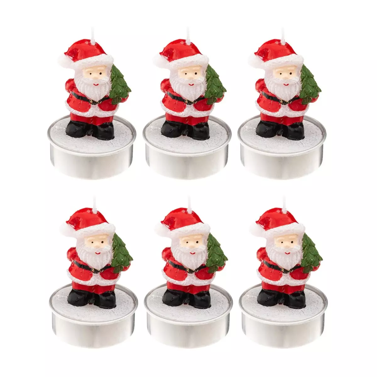 Lote de 6 velas Papá Noël Rojo 1