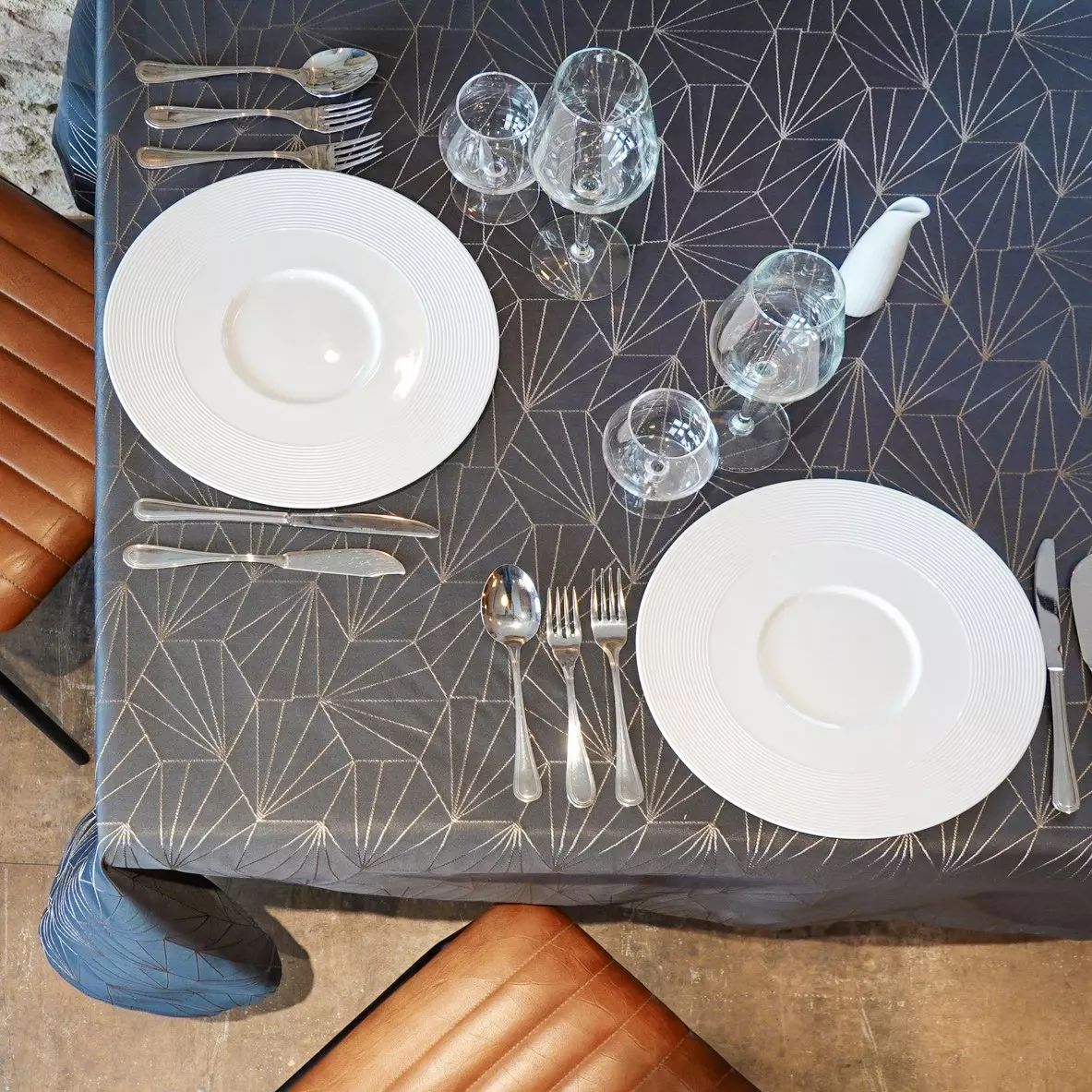 Rechteckige Tischdecke (L240 cm) Facette Anthrazitgrau 2