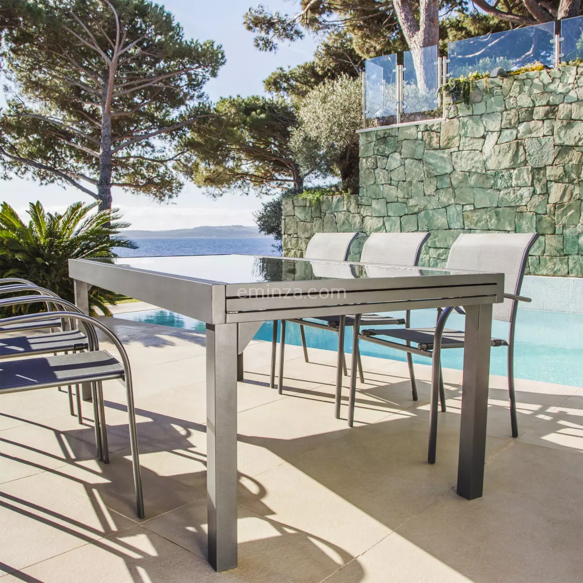 Tavolo da giardino Murano allungabile in vetro (270 x 90 cm) - Antracite 3