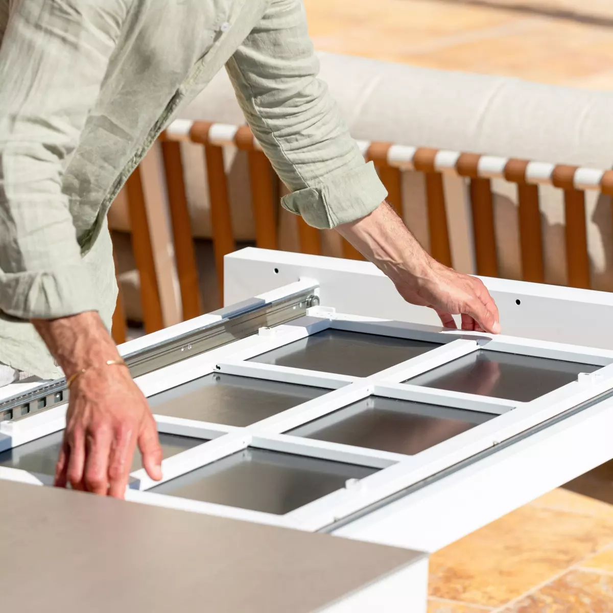 Tavolo da giardino allungabile 12 posti Alluminio Amalfi (300 x 96 cm) - Bianco 2