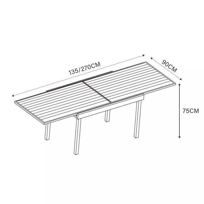 Table de jardin extensible 10 places Aluminium Murano (270 x 90 cm) - Gris ardoise 7