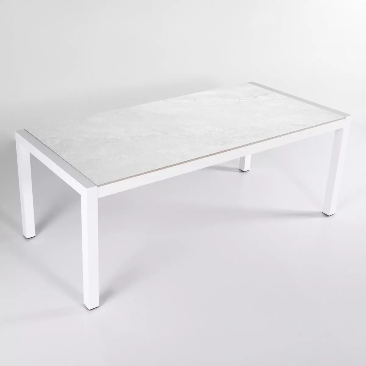 Table de jardin 6 places Aluminium/Céramique Modena (150 x 75 cm) - Blanc/Gris 3