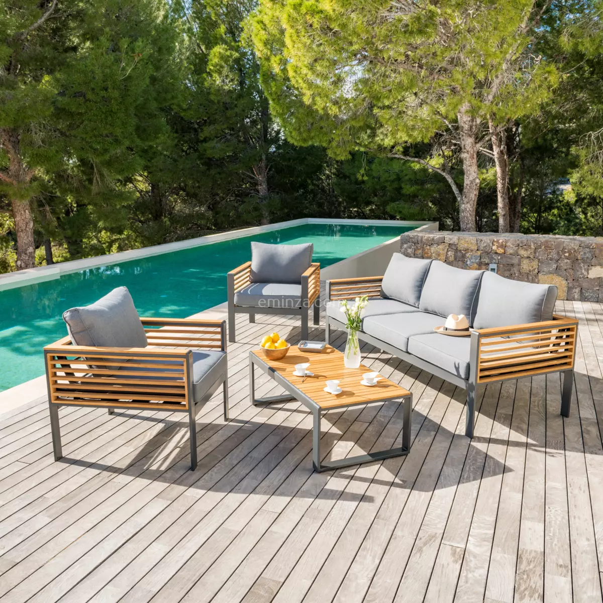 Salon de jardin Bali Gris anthracite/Ardoise - 5 places 1