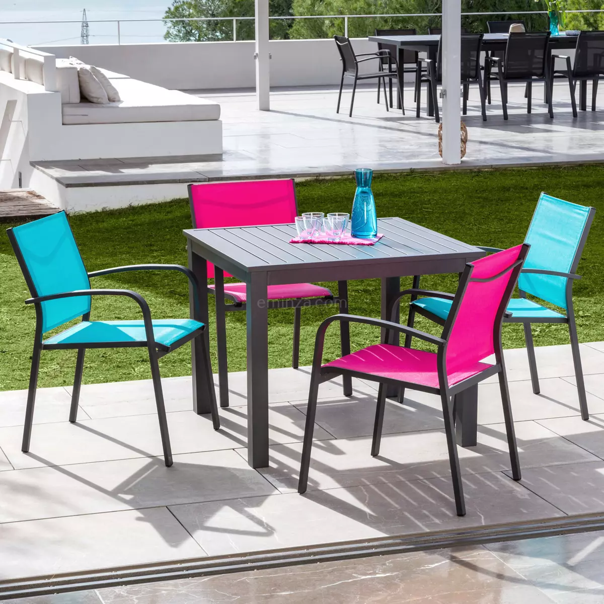 Mesa de jardín cuadrada Aluminio Murano (4 pers.) - Gris Antracita 2