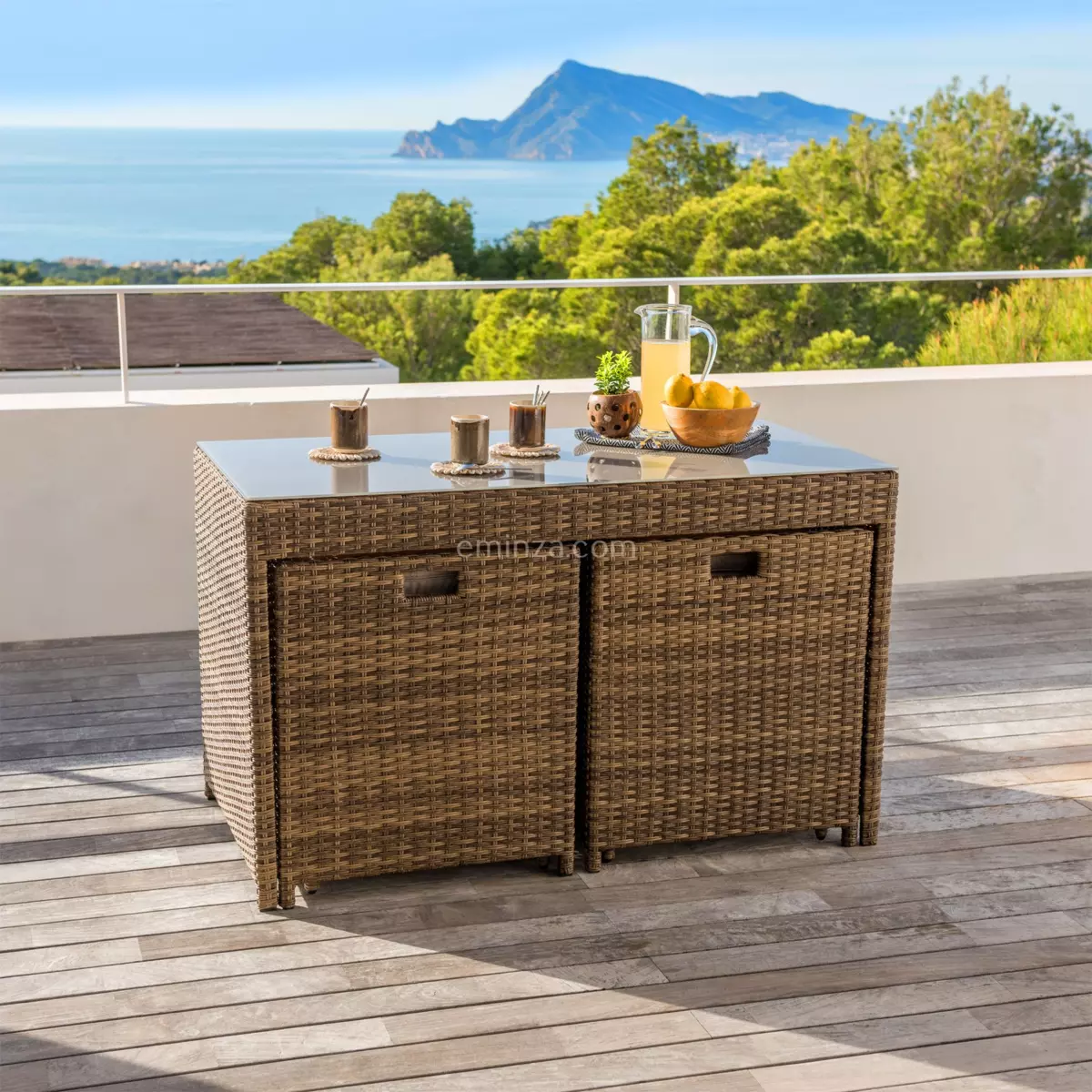 Salon de jardin encastrable Menorca Naturel - 4 places 3
