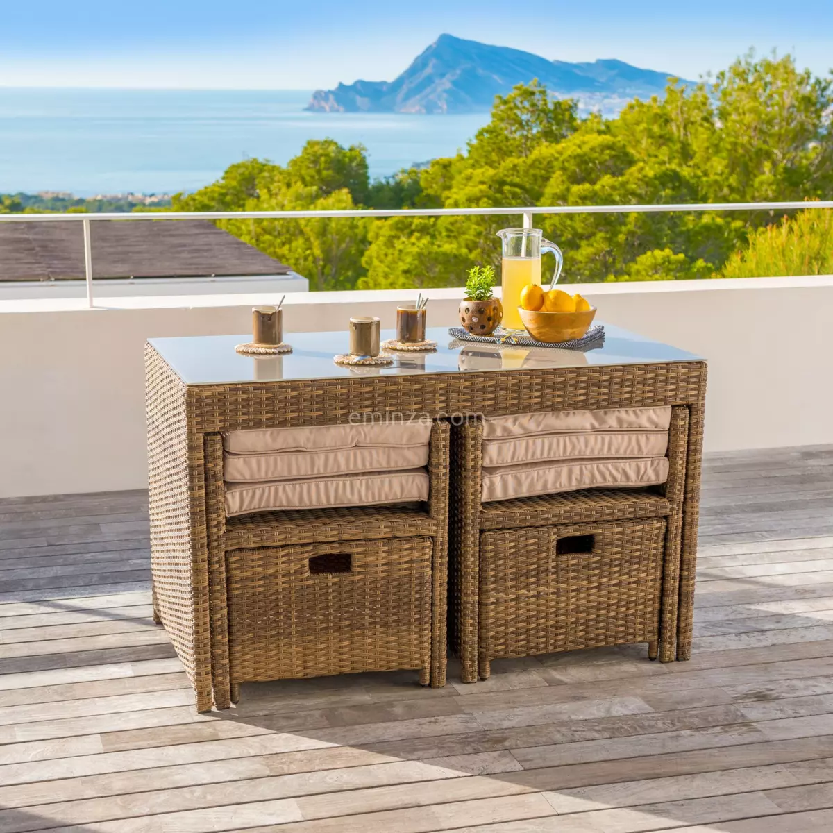 Salon de jardin encastrable Menorca Naturel - 4 places 5