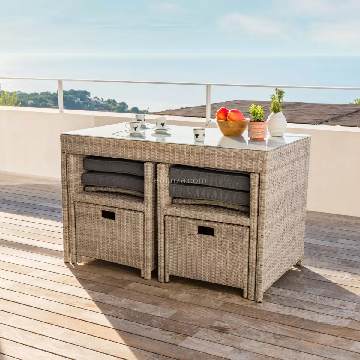 Salotto da giardino incastrabile Menorca Grigio - 4 posti 2