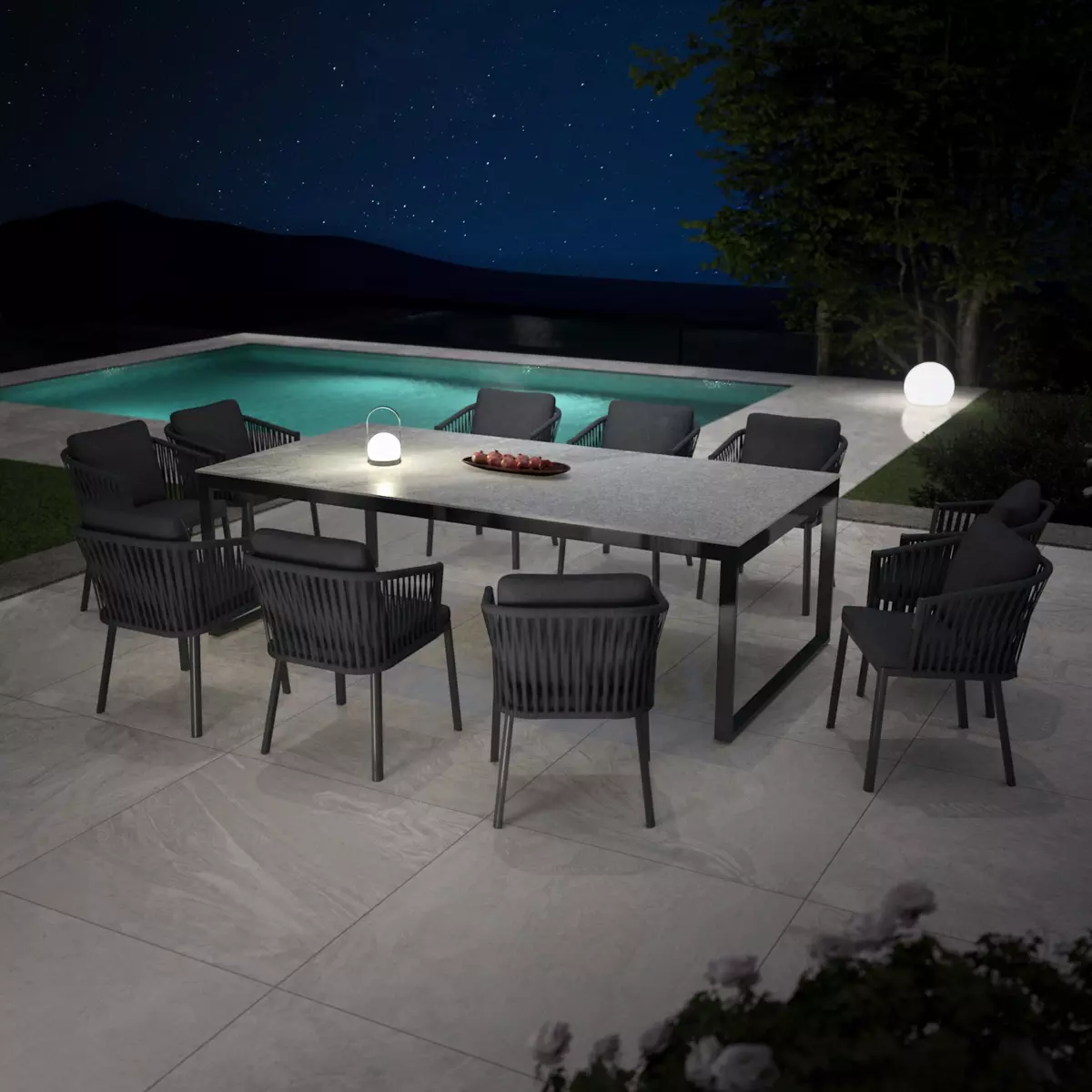 Table de jardin 10 places Aluminium/Céramique Kore (240 x 120 cm) - Gris anthracite 2