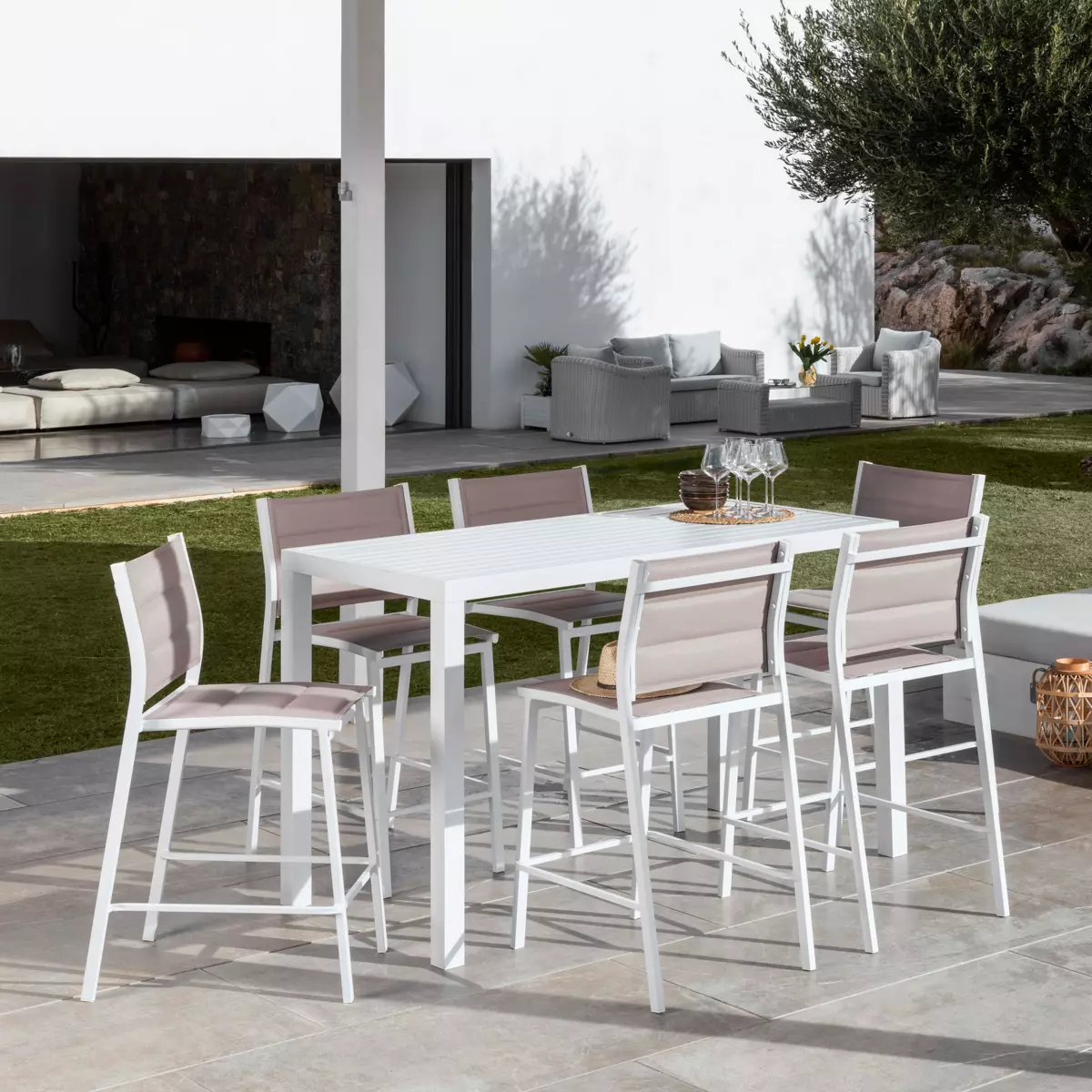 Tabouret de jardin Alu empilable Murano - Blanc 3