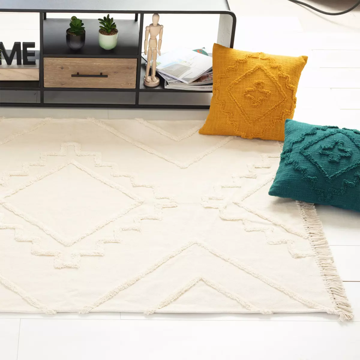 Tapis de salon (170 cm) Inca Ivoire 1