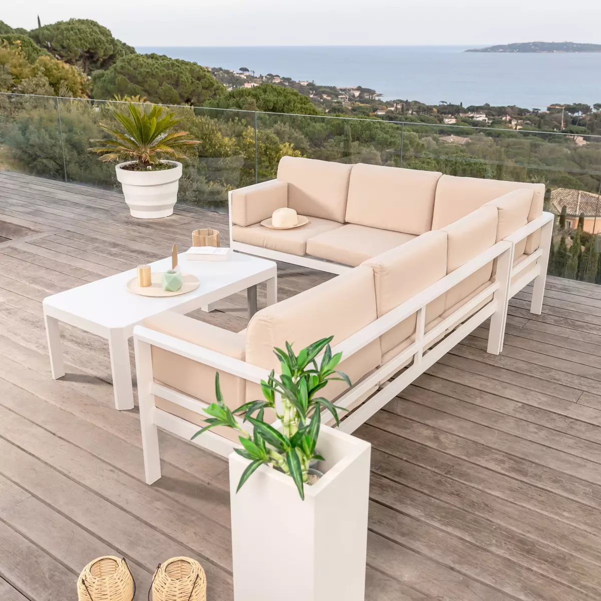 Hoek loungeset Ostara Wit - 6  zitplaatsen 2