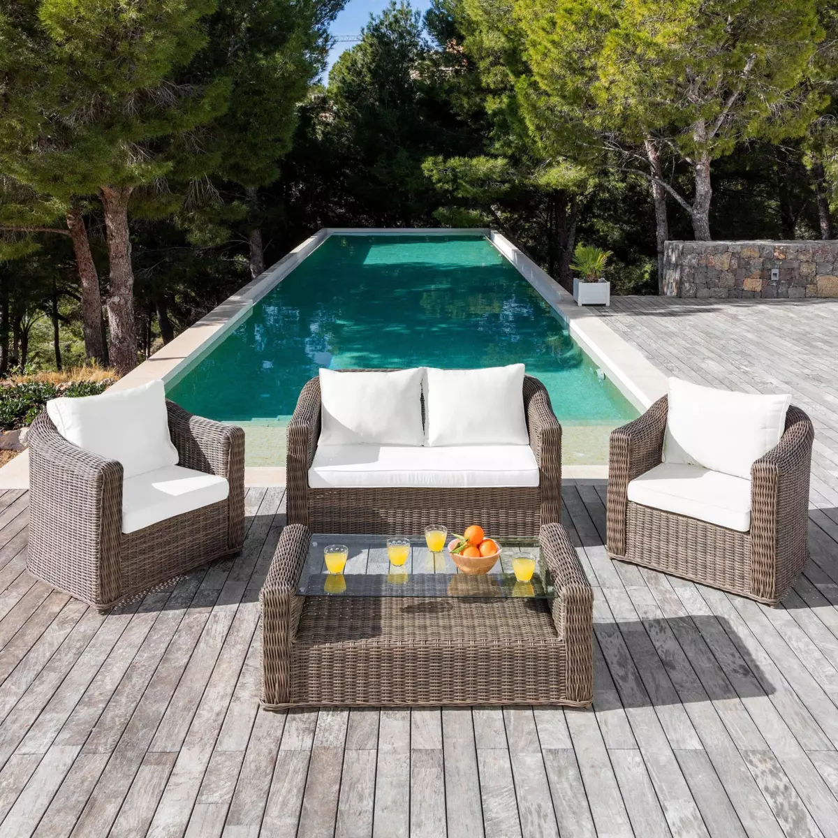 Coussins de remplacement pour salon de jardin Calvi 4 places - Blanc 2