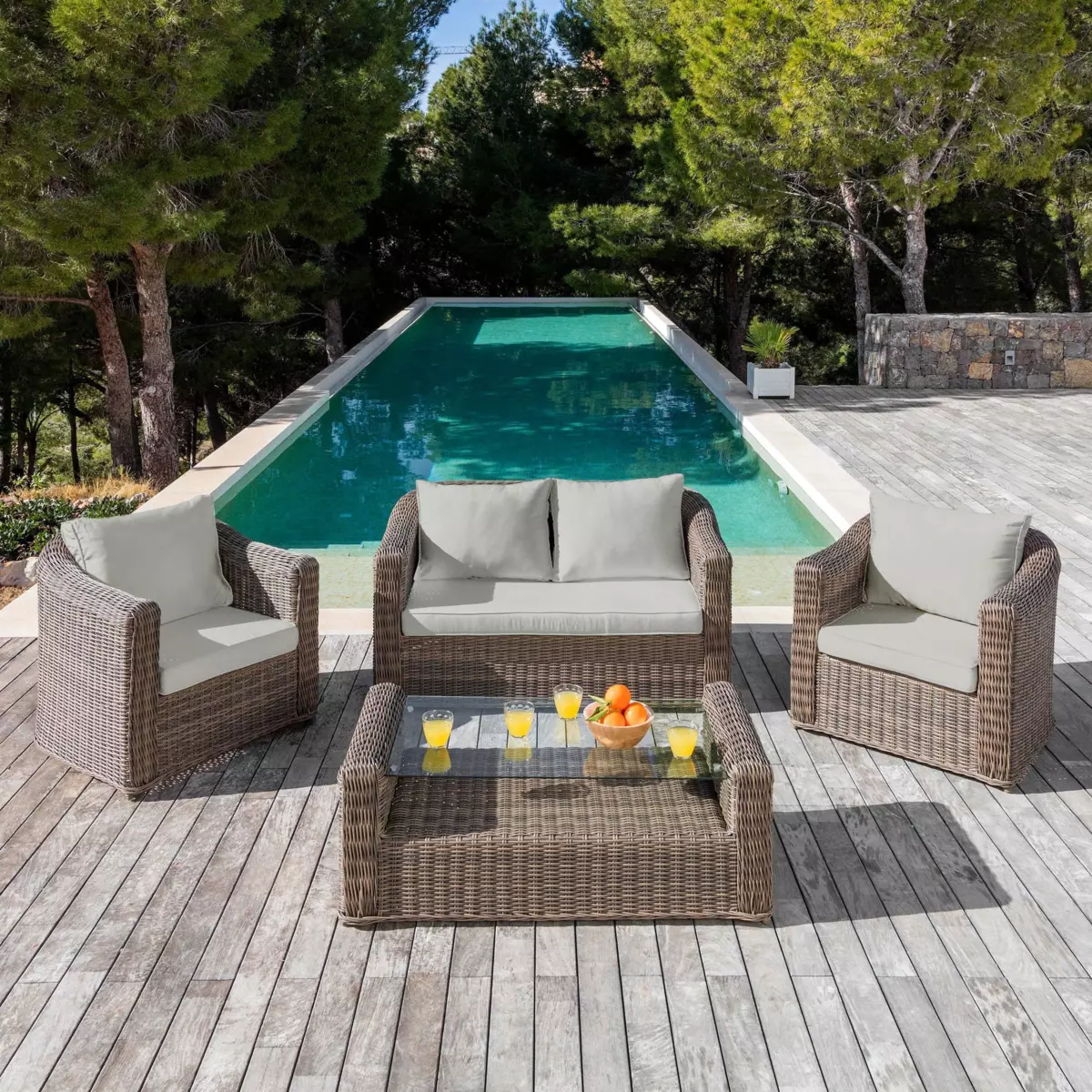 Coussins de remplacement pour salon de jardin Calvi 4 places - Taupe 2