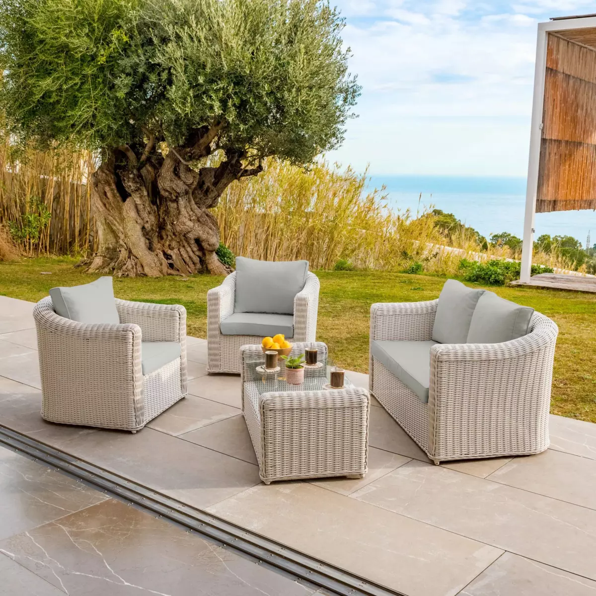 Coussins de remplacement pour salon de jardin Calvi 4 places - Taupe 3
