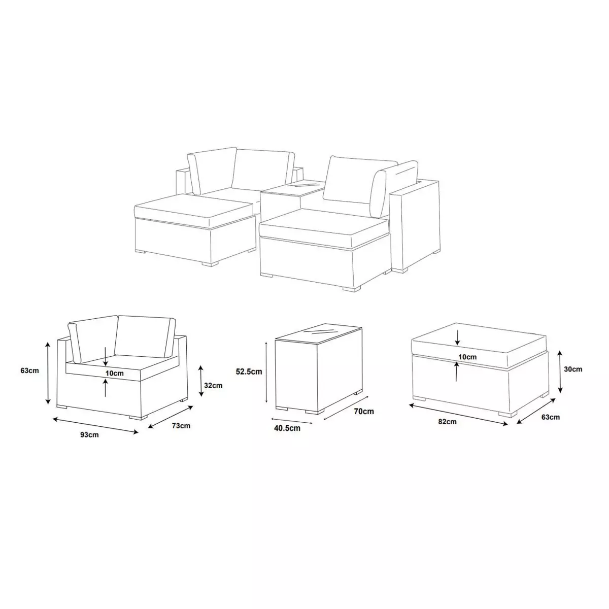 Salon de jardin Mallorca Gris - 4 places 7