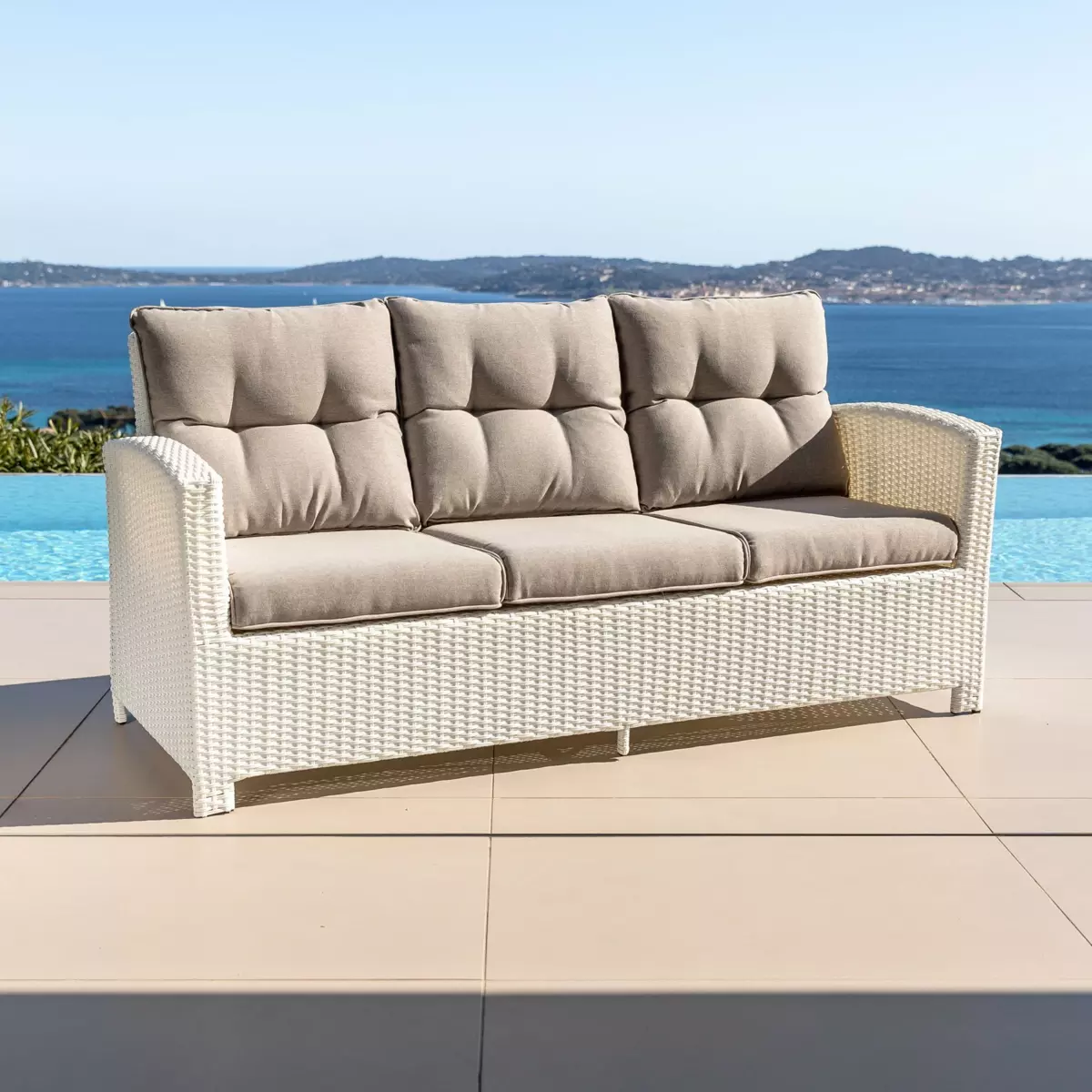 Canapé de jardin 3 places Tivoli - Blanc 1