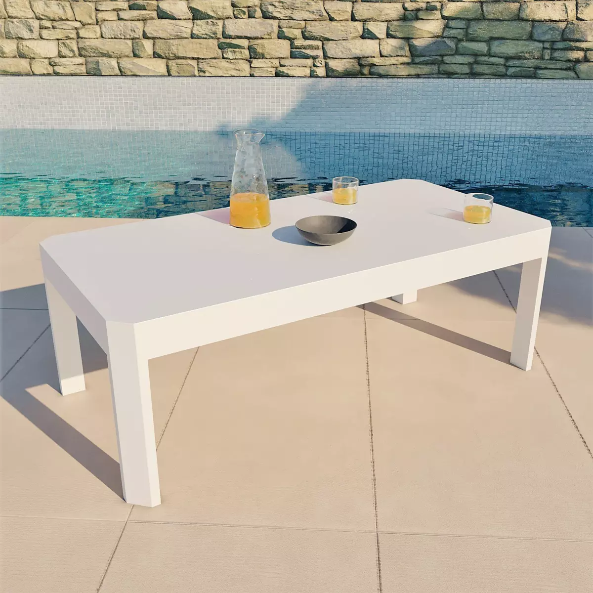 Table basse rectangulaire de jardin Ostara - Blanche 1