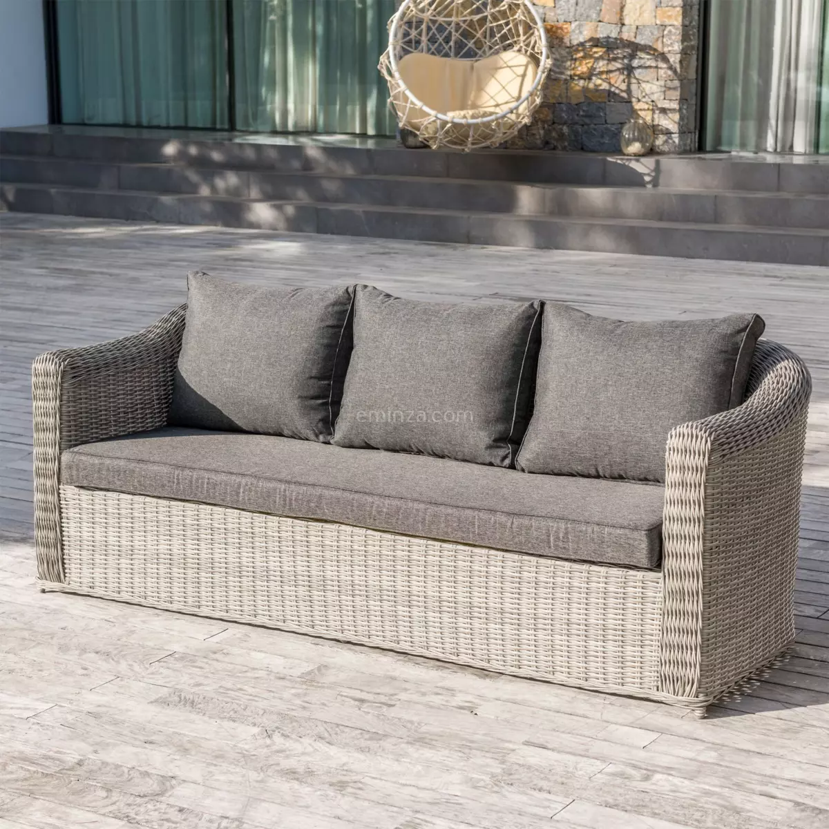 Canapé de jardin 3 places Calvi - Gris 1