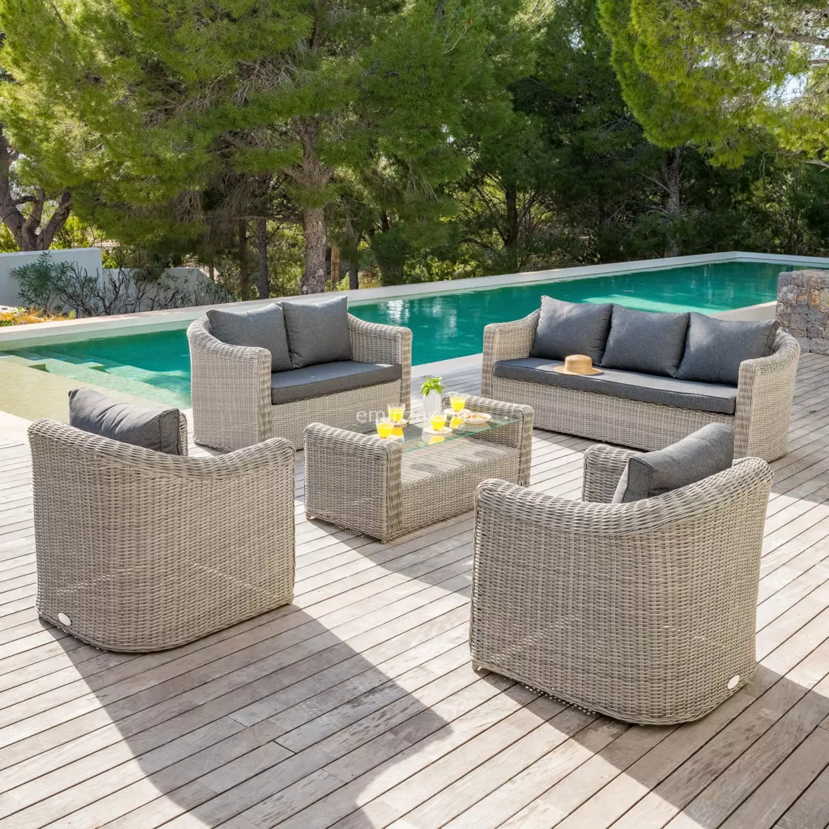 Canapé de jardin 3 places Calvi - Gris 4