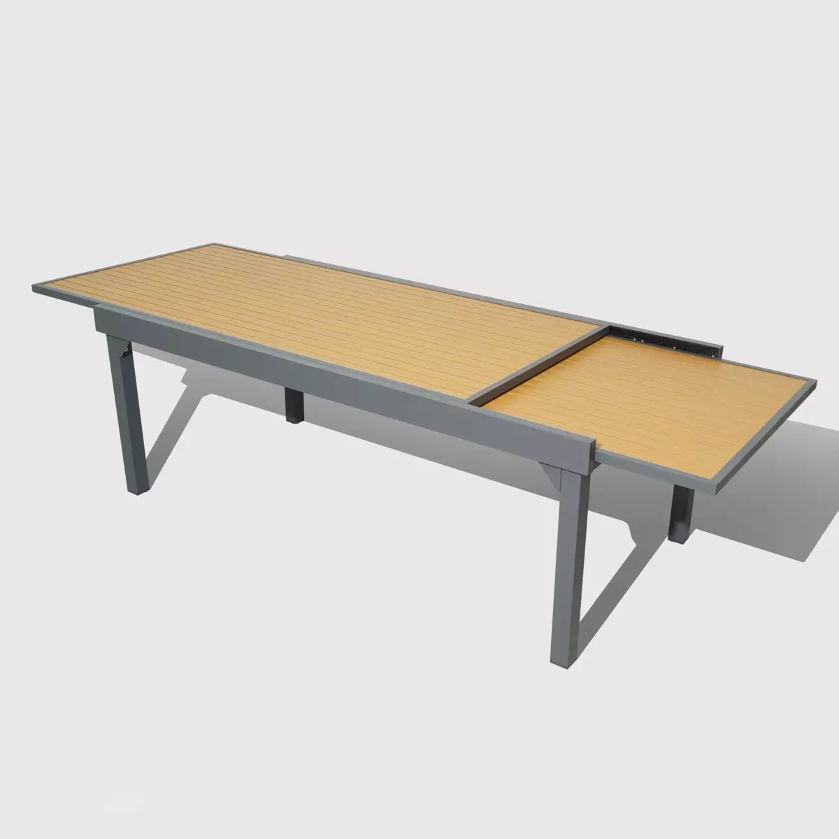 Table de jardin extensible 12 places Aluminium effet bois Murano (320 x 100 cm) - Gris anthracite 3