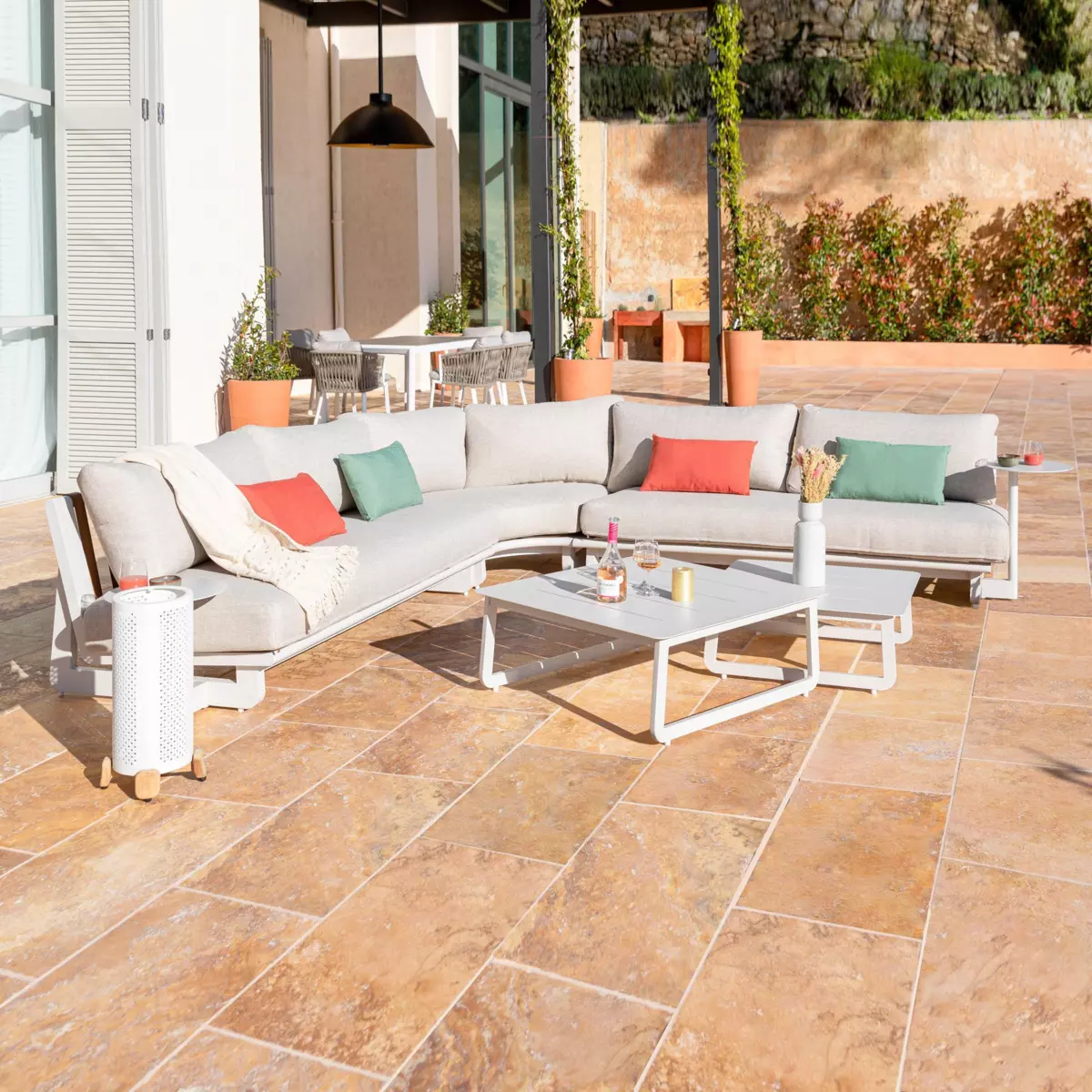 Salon de jardin Long Beach Blanc - 7 places 1