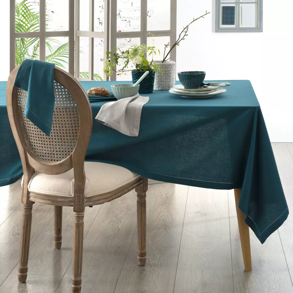 Set van 4 servetten Chambray Eend blauw 2