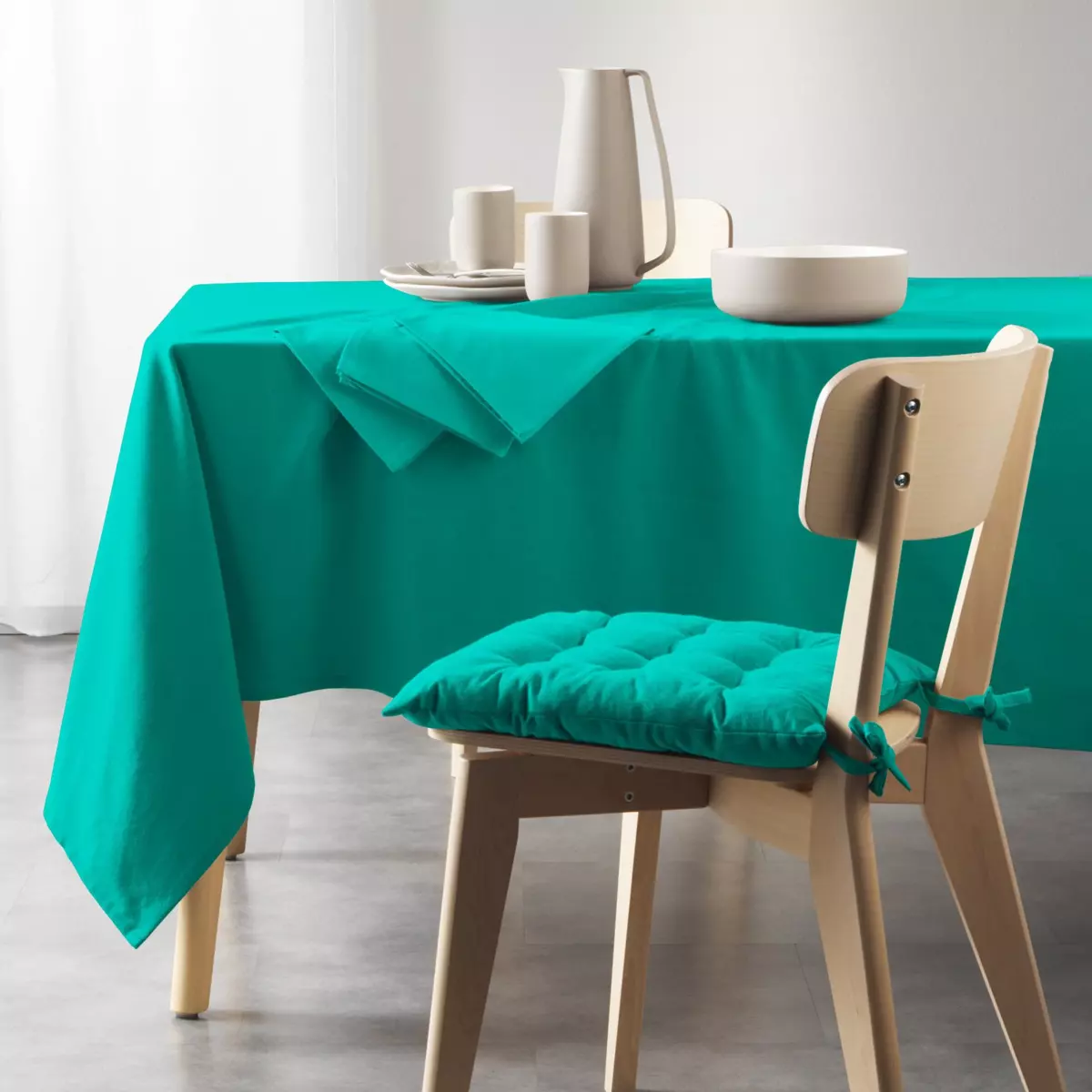 Lot de 3 serviettes coton recyclé (40 cm) Mistral Vert émeraude 2