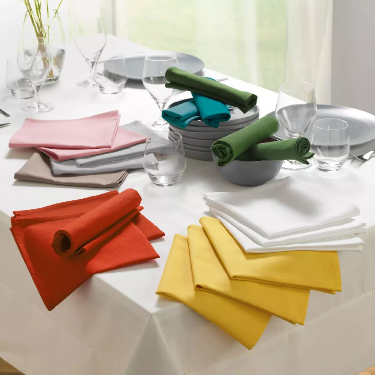 Lot de 3 serviettes coton Initia Jaune 2