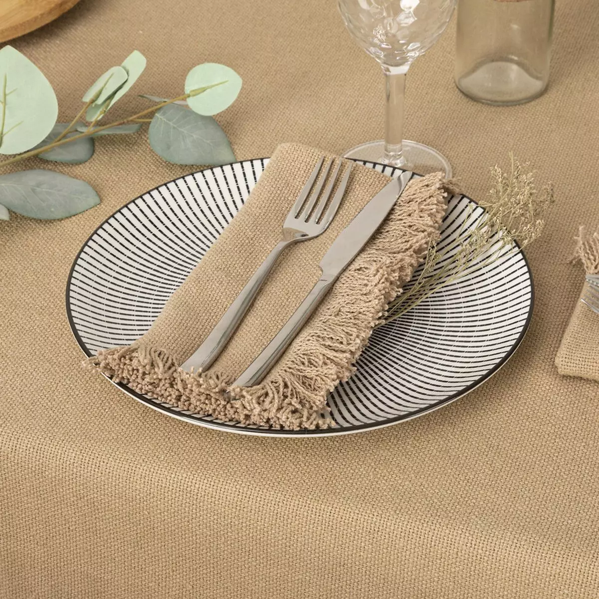 Lot de 2 serviettes coton Maha Beige 1